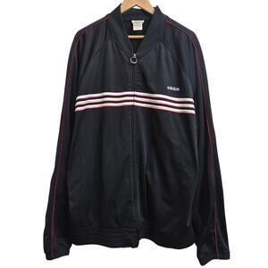 Adidas Mens Vintage Y2K Streetwear Stripe Track Jacket 3XL Black Red White